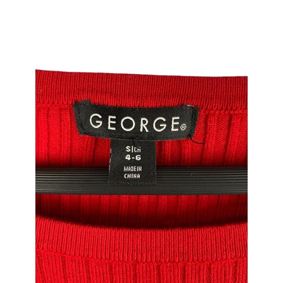 George Womens Red Ribbed Long Sleeve Sweater S - Picture 3 of 4